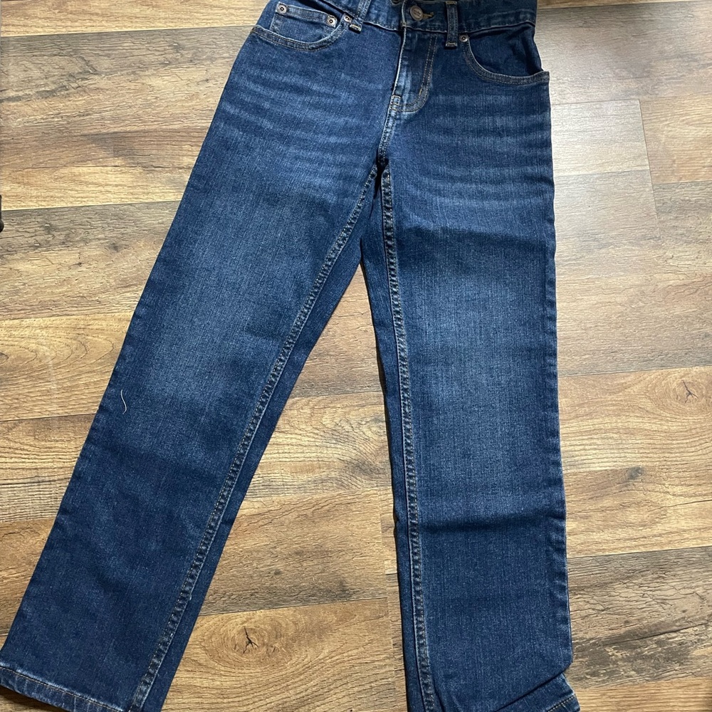 Dark Wash Straight Leg Jeans - Blue